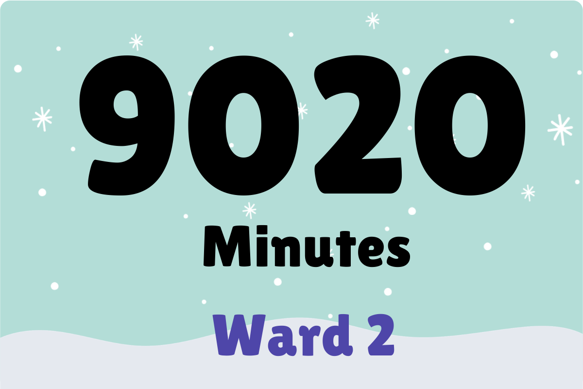 On a snowy background, the test reads: Ward 2 9020 minutes