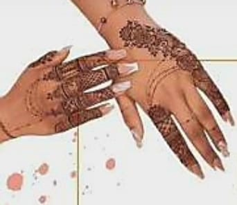 Photo of 2 hands, decorated in henna.